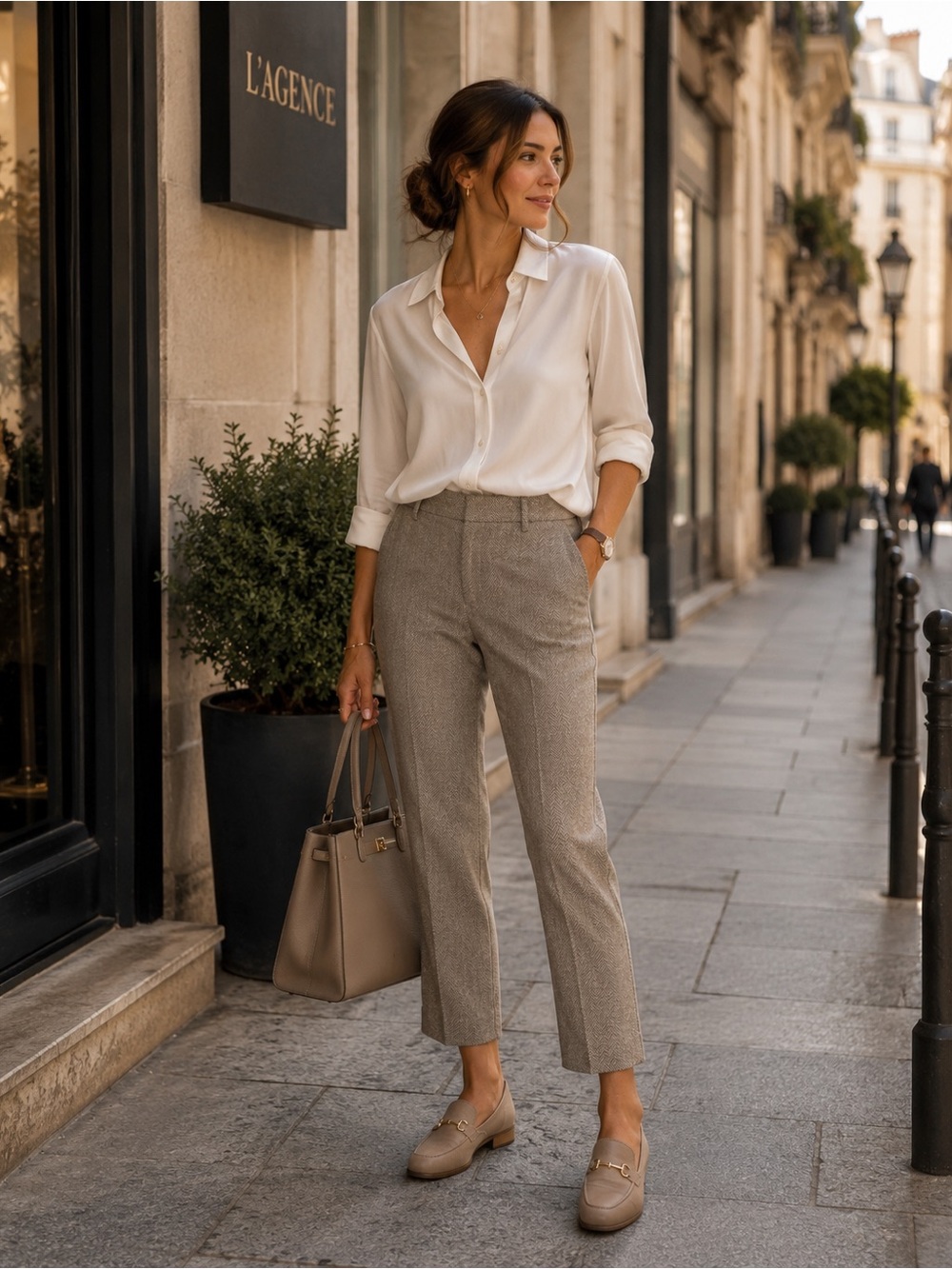 L’AGENCE‎ New WOOL Blend LUDIVINE TROUSER TAGR Size 6 Dress Pants Herringbone